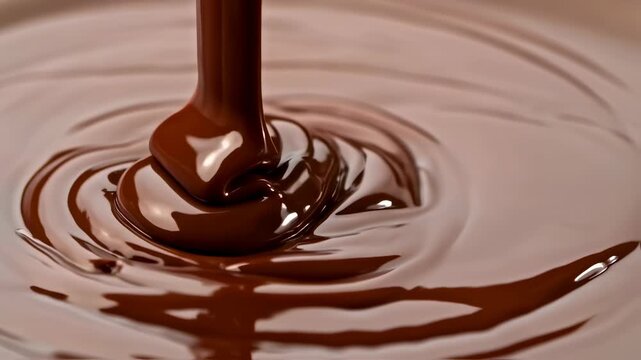 Chocolate Fondue Pour Macro Ripple Closeup