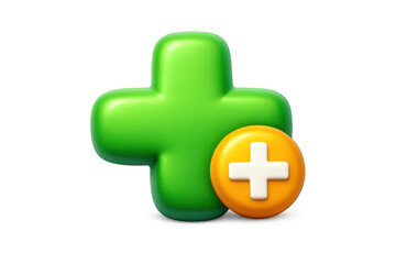 Minimalist green plus icon design with glossy finish for digital interfaces and apps