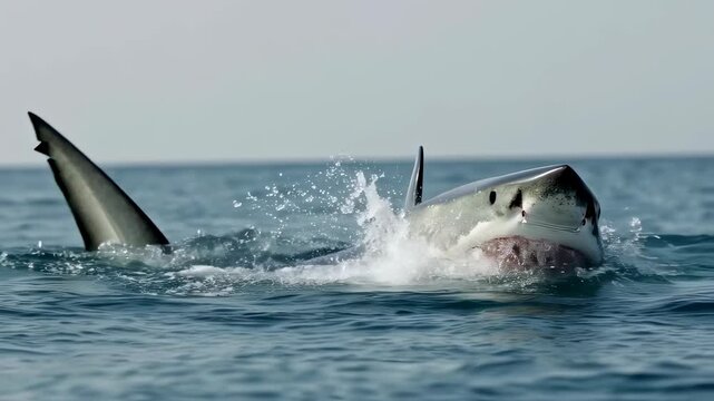 Low Angle Great White Shark Breach