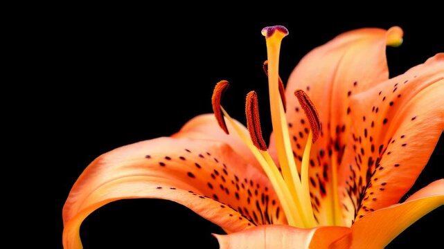 Orange Tiger Lily Dramatic Spotlight Closeup