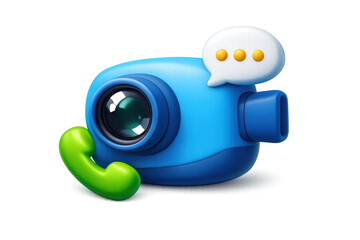 Video chat icon for digital communication design and online interaction