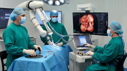 Surgeons performing robotic surgery using advanced medical technology - Powered by Adobe