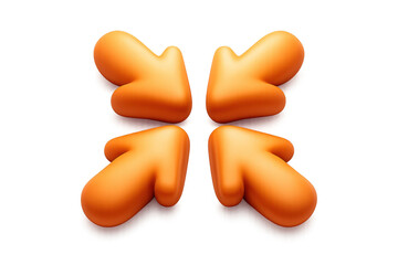 Minimalist design featuring abstract orange arrows pointing inward for modern graphic projects