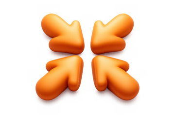 Minimalist design featuring abstract orange arrows pointing inward for modern graphic projects