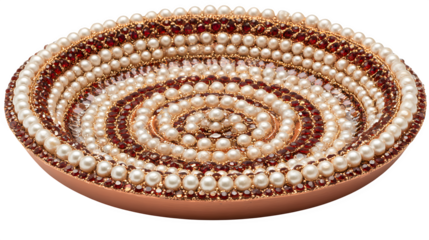 A round wooden bracelet and elegant lace pattern isolated on white background create a luxury jewelry accessory featuring pearl beads and gold chain textures for a fashion gift design