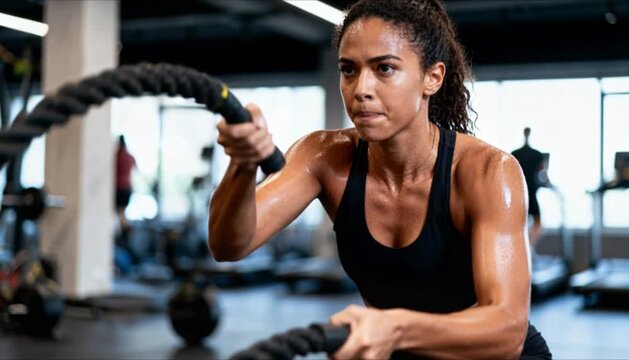 young woman performing high intensity interval training perfect for heart month