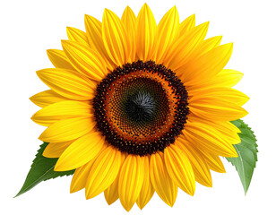 Fototapeta premium Radiant sunflower, detailed petals, dark center