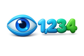 Eye symbol with blue and green 1234 numbers for creative design and digital projects