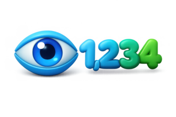 Eye symbol with blue and green 1234 numbers for creative design and digital projects