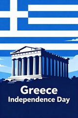 Greece Independence Day celebration with the Parthenon and flag  