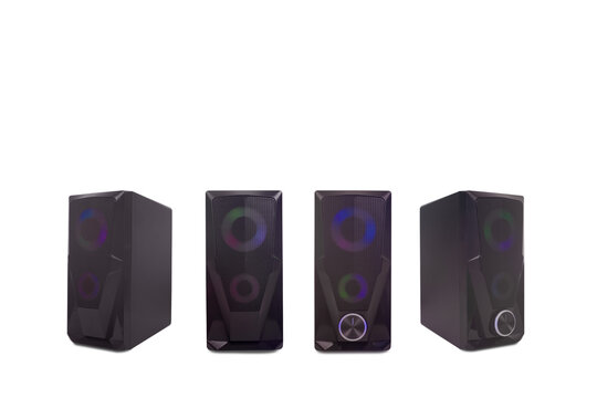 Computer speakers isolated on white background.
