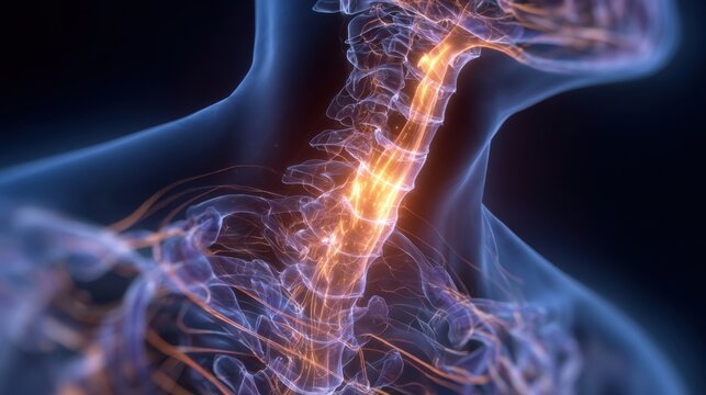 Closeup 3D rendering of tracheal constriction at subglottic level glowing hourglass highlighting typical croup airway obstruction.