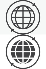 Fototapeta premium Global delivery line and solid vector icon set