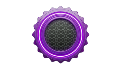 Purple Hexagonal Grid Emblem with Neon Light