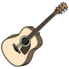 Fototapeta premium Classic Acoustic Guitar Vector Illustration on White Background