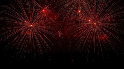 Red and Gold Fireworks Celebration Background with Copy Space