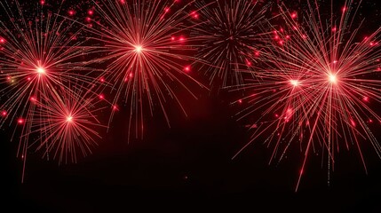 Red and Gold Fireworks Celebration Background with Copy Space