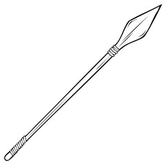 Classic Hunting Spear with Pointed Tip and Long Shaft Outline Illustration