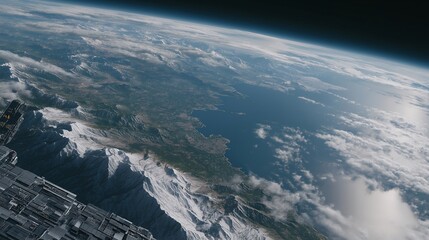 Space-based data centers orbiting Earth, symbolizing future cloud computing, low-latency global networks, and off-planet infrastructure. cinematic color correction, natural uneven lighting yet