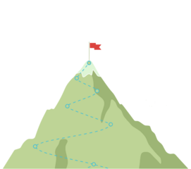 Mountain Climbing Path Concept: Roadmap to Success and Reaching the Summit