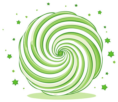 Green swirl with star decorations creating a vortex of layered concentric circles