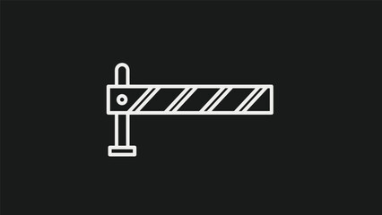 A minimalist white line drawing of a barrier gate on a black background, symbolizing control or access restriction