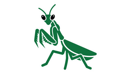 A stylized green silhouette of a praying mantis, a predatory insect known for its distinctive posture