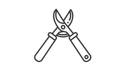 A line drawing of pruning shears, also known as secateurs, used for cutting branches and stems in gardening