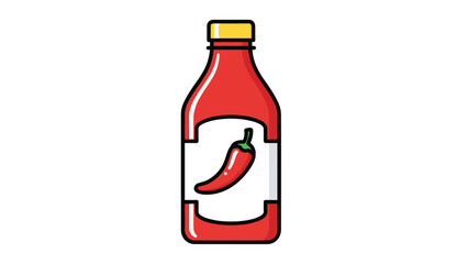 A colorful illustration of a bottle of hot sauce with a chili pepper label, symbolizing spicy food or a flavor enhancer