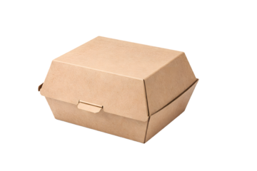 Eco friendly brown lunch box isolated for fast food delivery branding