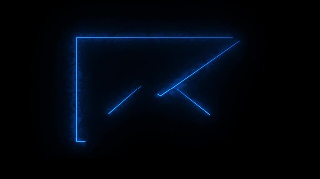 Glowing neon blue color message icon animation on transparent background. neon Mail envelope, incoming mail