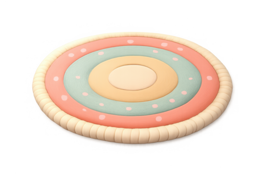 Whimsical pastel circular rug with dots for interior decor - Powered by Adobe