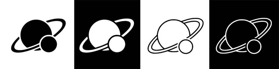 Saturn planet vector illustration in various styles on different backgrounds © IamHydra13