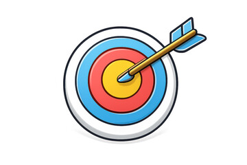 Target with arrow hitting bullseye representing business goals, accuracy, precision, and achievement success, transparent background