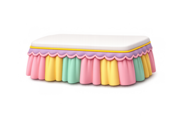 Colorful cartoon bed skirt icon for decoration and design projects