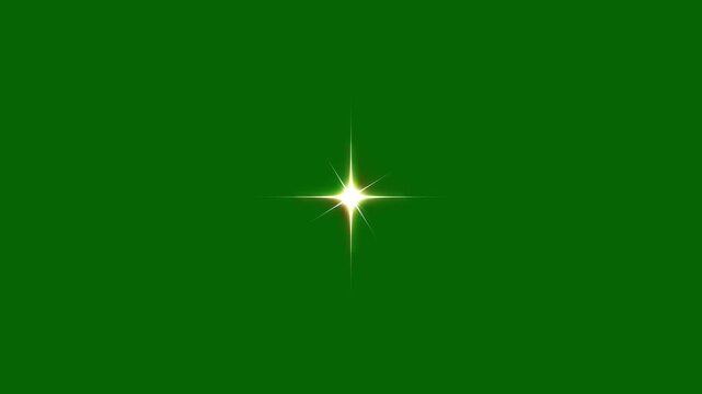 Twinkling stars animation, white cartoon, flat, vector, doodles style stars blinking retro vector stars, single shining light, sparkling star animation, shimmering light effect on green background. 4k