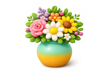Vibrant floral icon with colorful bouquet in decorative vase for spring design