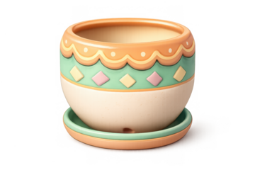 Minimalist ceramic planter design with pastel patterns for interior decoration