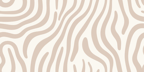 Beige and white wavy line pattern background with abstract organic shapes wavy lines