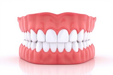 Obraz premium A realistic dental model displaying a set of human teeth and gums. Ideal for dental education and oral health awareness.