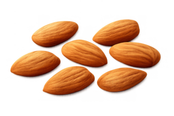 Almond nuts group on transparent background, healthy food snack ingredient for cooking and baking