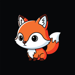 Obraz premium Adorable Cartoon Fox with Big Eyes and Bushy Tail.