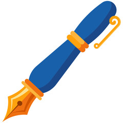 Gold Fountain Pen Flat Icon
