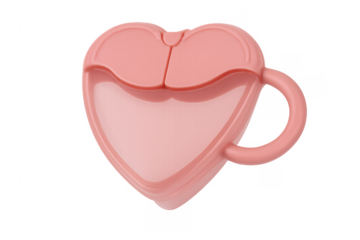 Pink heart-shaped mug with lid offering love concept