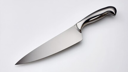 Obraz premium High-quality stainless steel chef's knife with a sleek design and polished blade, showcasing sharpness and precision, ideal for culinary professionals and home cooks alike