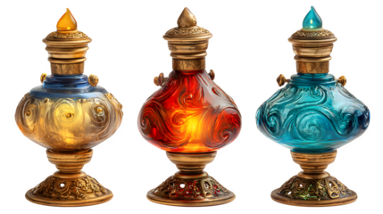 An ancient brown ceramic urn and antique oil lamp sit as traditional decorative pottery objects crafted with a greek amphora design