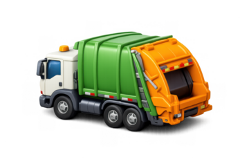 Colorful detailed garbage truck icon for eco-friendly waste management design