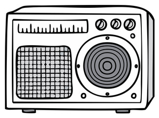 Retro Styled Radio Illustration Classic Tuner Sound System Media Device Drawing