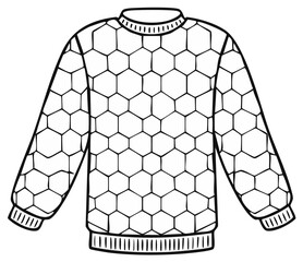 Obraz premium Outline drawing of a sweater featuring a distinct geometric honeycomb pattern