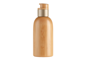 eco conscious lotion bottle with bamboo lid isolated on transparent background